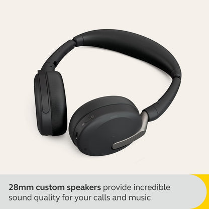 Jabra Evolve2 65 Flex - Wireless Stereo Headset with Bluetooth, Noise-cancelling Jabra ClearVoice Technology and Hybrid ANC - Certified for MS Teams - Black