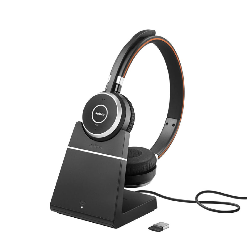 Jabra Evolve 65 SE Auriculares Inalámbricos Mono con Bluetooth - Micrófono con Cancelación de Ruido, Batería Duradera y Base de Carga - Certificado para Zoom, Unify y otras CUs - Negro