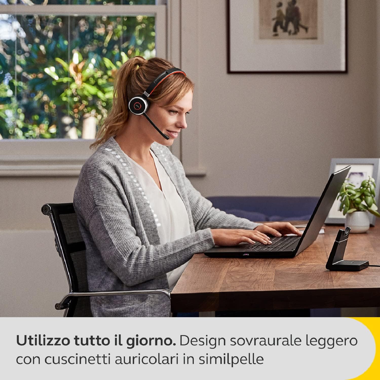 Jabra Evolve 65 SE Auriculares Inalámbricos Mono con Bluetooth - Micrófono con Cancelación de Ruido, Batería Duradera y Base de Carga - Certificado para Zoom, Unify y otras CUs - Negro