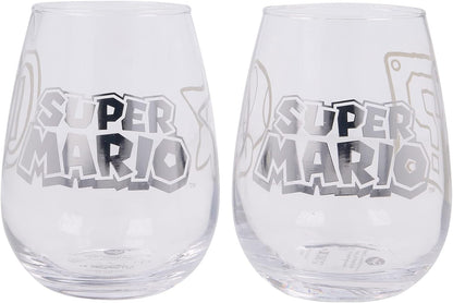 Stor Set 2 Glass Cups 510 ML Super Mario, Crystal, Multicoloured, 2 Count (Pack of 1) Multicolor
