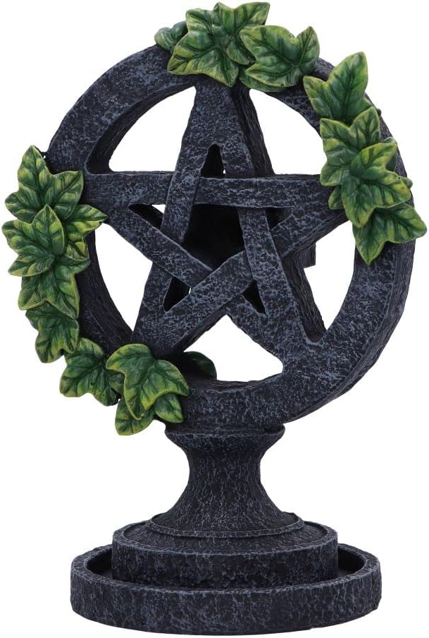 Aged Wiccan Pentagram Backflow Incense Burner 19Cm