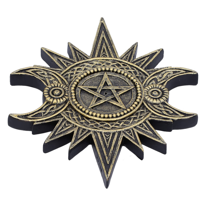 Celestial Worship Triple Moon Incense Burner 17.3Cm