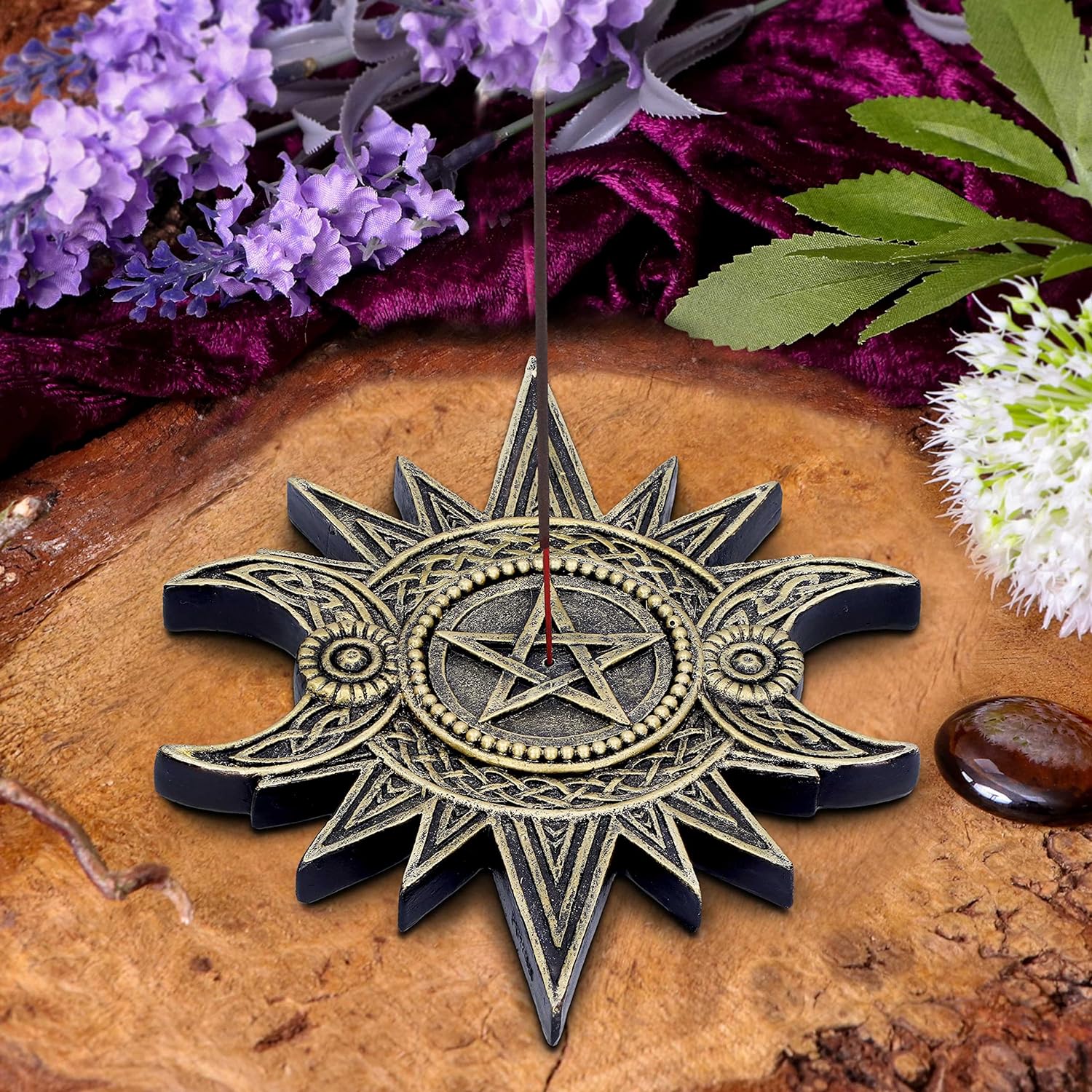 Celestial Worship Triple Moon Incense Burner 17.3Cm