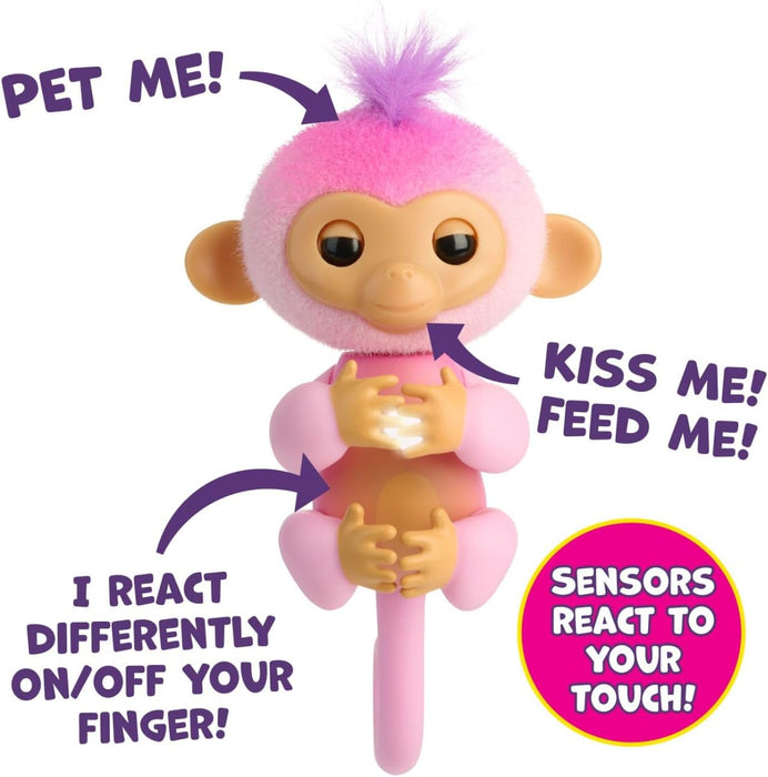 Fingerlings 2023 NEW Interactive Baby Monkey Reacts to Touch – 70+ Sounds & Reactions – Harmony (Pink