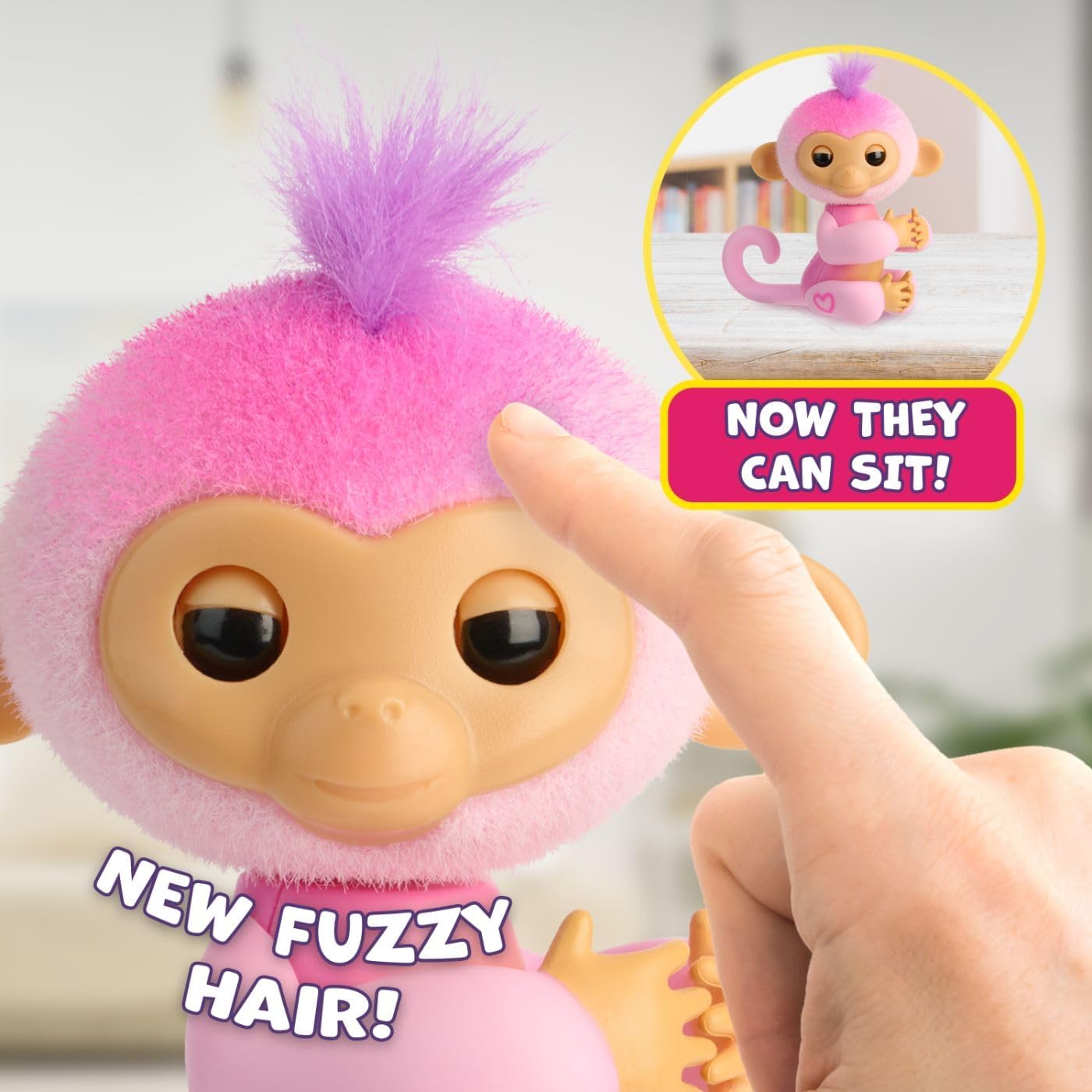 Fingerlings 2023 NEW Interactive Baby Monkey Reacts to Touch – 70+ Sounds & Reactions – Harmony (Pink