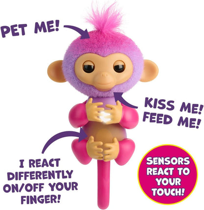 Fingerlings 2023 NEW Interactive Baby Monkey Reacts to Touch – 70+ Sounds & Reactions – Charli (Purple