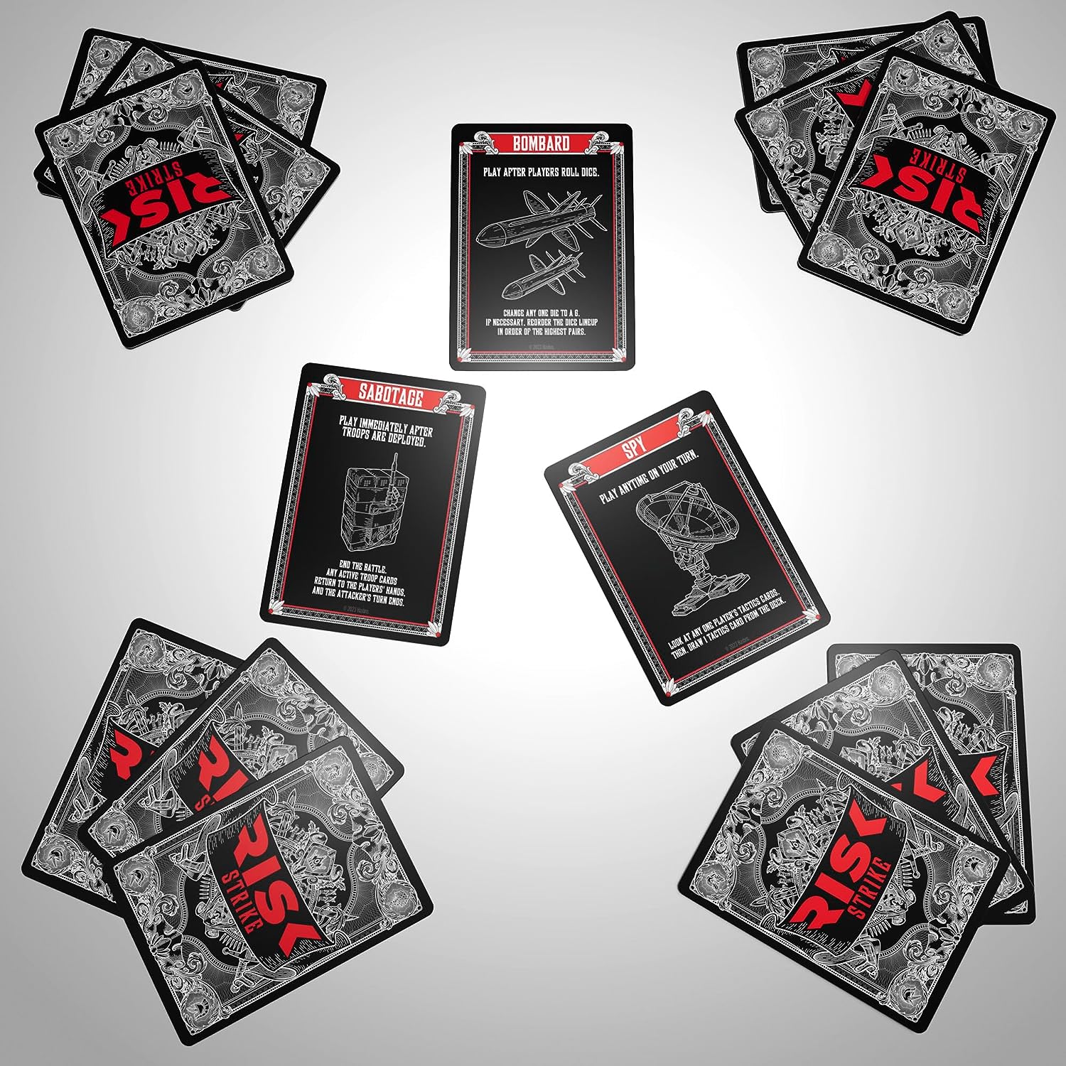 Risk Strike Cards and Dice Game, Quick-Playing Strategy Card Game for 2-5 Players, 20 Min. Average, Family Games, Party Games