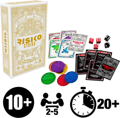 Risk Strike Cards and Dice Game, Quick-Playing Strategy Card Game for 2-5 Players, 20 Min. Average, Family Games, Party Games