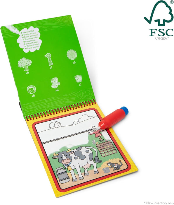 Melissa & Doug Water Wow! Onthul met water - Boerderij, Kleurboek, Busy book, Reisspel, Kleuren met water, Activiteitenblok, Waterspel voor kinderen, Speelgoed 3 jaar, Cadeau voor jongens en meisjes