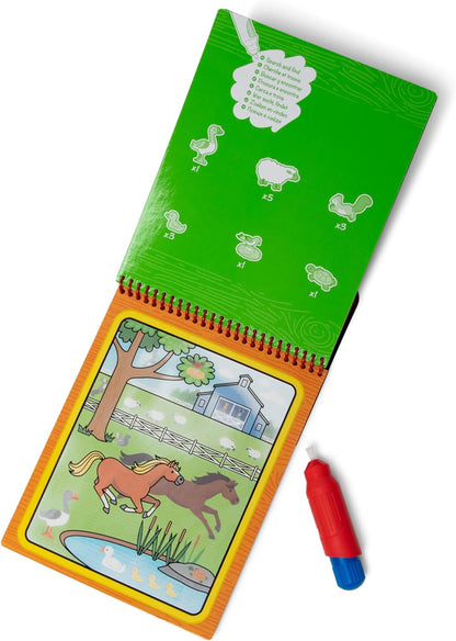 Melissa & Doug Water Wow! Onthul met water - Boerderij, Kleurboek, Busy book, Reisspel, Kleuren met water, Activiteitenblok, Waterspel voor kinderen, Speelgoed 3 jaar, Cadeau voor jongens en meisjes