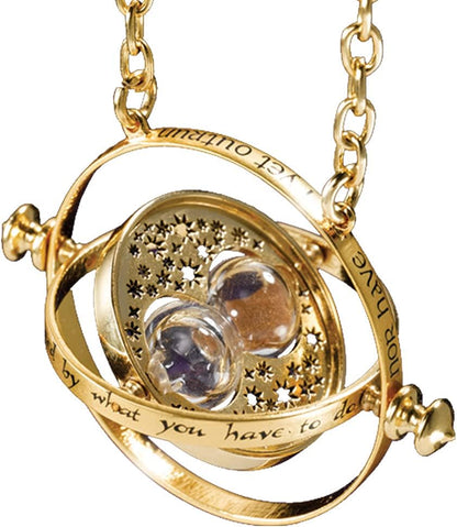 The Noble Collection Harry Potter Hermione’s Time Turner Gold Plated Sterling Silver - Pendant with 18" Chain & Display Box - Officially Licensed Film Movie Props