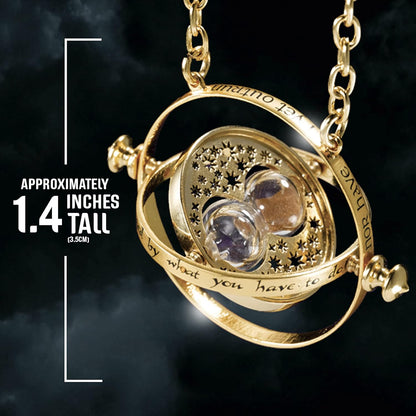 The Noble Collection Harry Potter Hermione’s Time Turner Gold Plated Sterling Silver - Pendant with 18" Chain & Display Box - Officially Licensed Film Movie Props