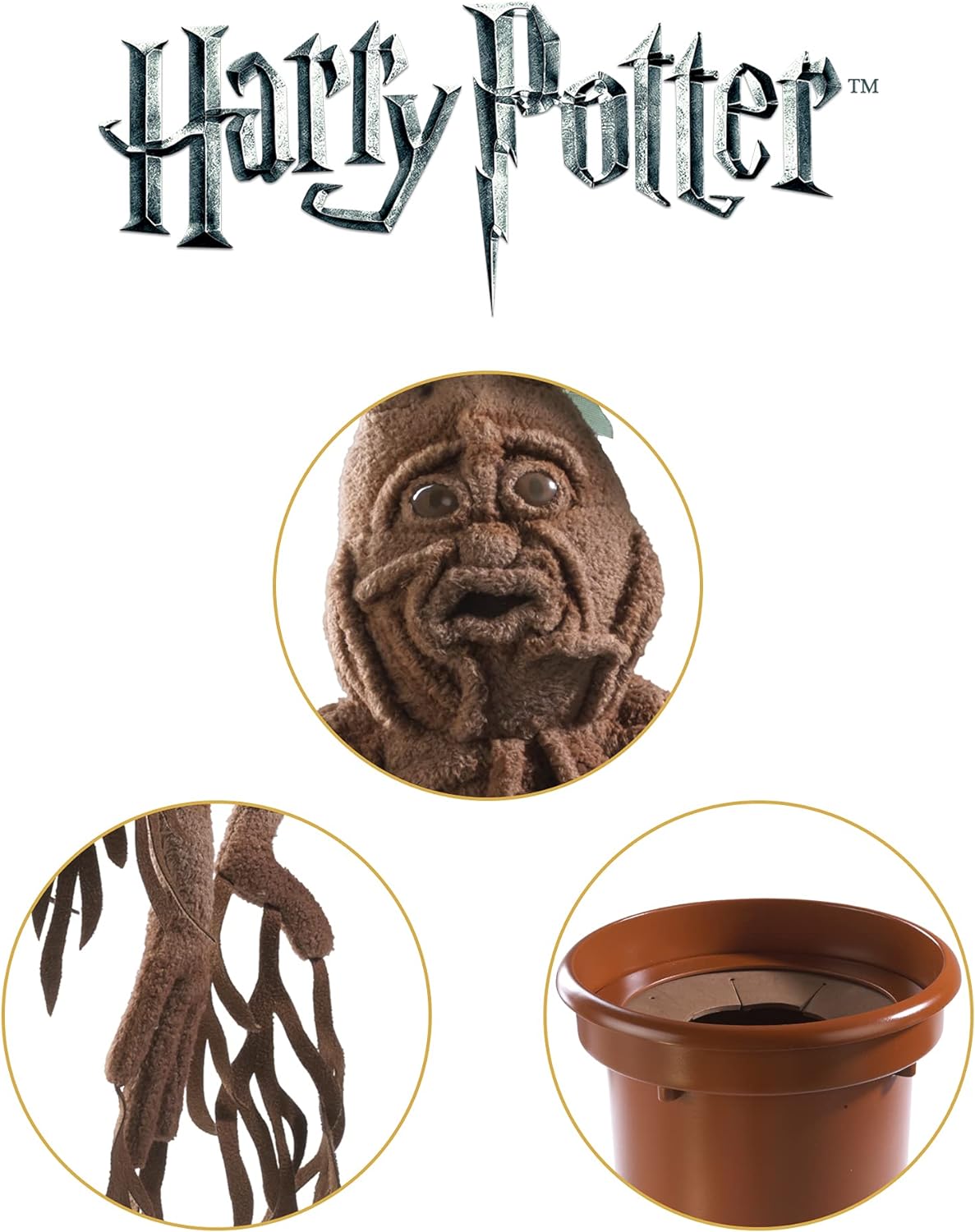 The Noble Collection Mandrake Interactive Collectors Plush by Officially Licensed 14in (35cm) Harry Potter Toy Dolls Mandrake Plush & Plant Pot - for Kids & Adults