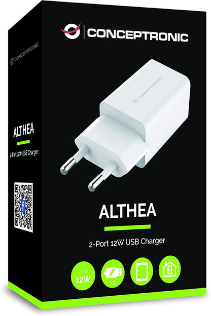 CARGADOR CONCEPTRONIC 2X USB 2.4A 12W BLANCO