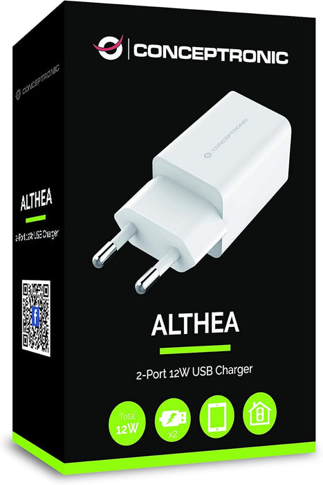CARGADOR CONCEPTRONIC 2X USB 2.4A 12W BLANCO