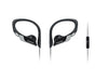 Panasonic RP-HS35ME-K Sports Headphones Headset for Mobile Telephony, Interchangeable Passport Pieces (S/M/L), IPX2 Protection, Clip, Black
