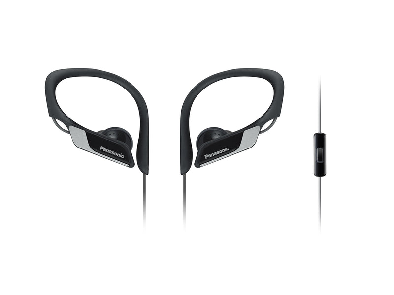 Panasonic RP-HS35ME-K Sports Headphones Headset for Mobile Telephony, Interchangeable Passport Pieces (S/M/L), IPX2 Protection, Clip, Black