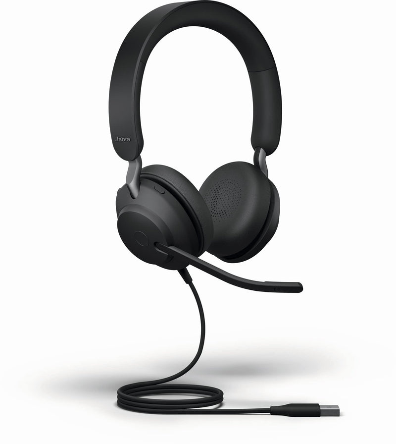 Jabra Evolve2 40 SE Wired Noise-Cancelling Stereo Headset With 3-Mic Call Technology and USB-A Cable - Works with all Leading Unified Communications Platforms such as Zoom and Google Meet - Black