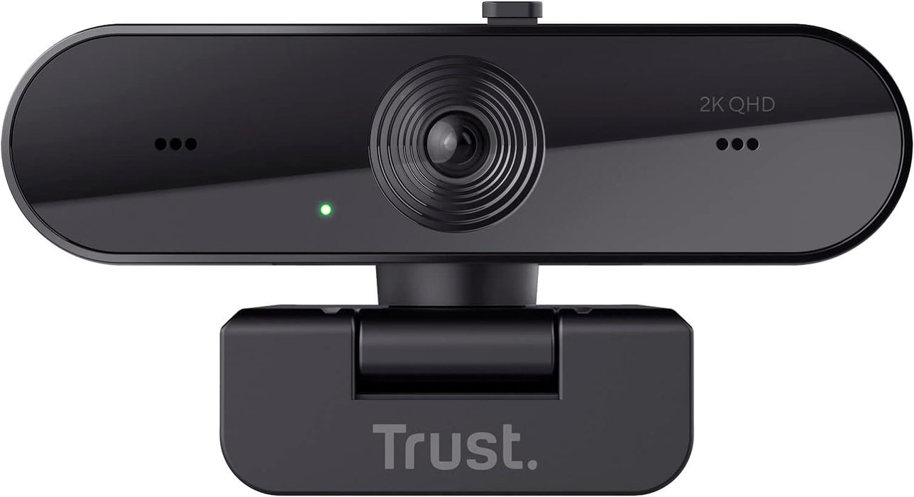 Trust Taxon 2K QHD Webcam Made with 85% Recycled Plastics, 2560x1440p Web Camera, Privacy Shutter, Autofocus, Wide Angle, Stereo Dual Microphone, USB Webcam for PC, Laptop, Mac, Zoom, Skype, Teams