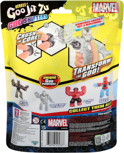 Heroes of Goo Jit Zu Goo Shifters the Marvel edition Hero Pack. Armored Energy War Machine. I'm Super Squishy. Crush the Core! Transform the Goo!