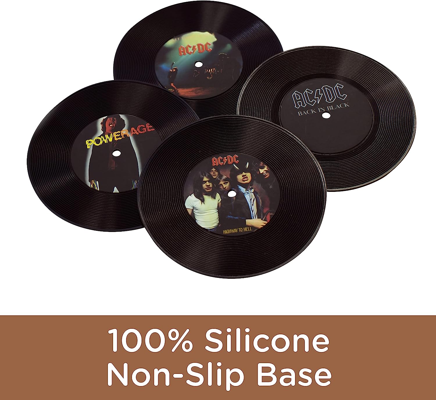 Aquarius AC DC vinyl coasters, Medium, multicolor