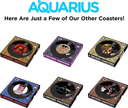 Aquarius AC DC vinyl coasters, Medium, multicolor
