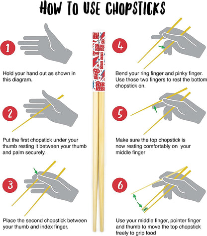 GAMAGO David Bowie Bamboo Chopsticks Set – 4 Pair of Adorably Cute Reusable Chop-Sticks - Easy Grip, Lightweight, Durable, 9.25 Inches