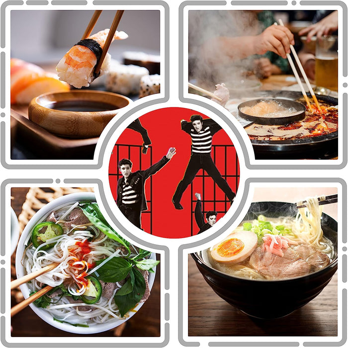 GAMAGO Elvis Bamboo Chopsticks Set – 4 Pair of Adorably Cute Reusable Chop-Sticks - Easy Grip, Lightweight, Durable, 9.25 Inches