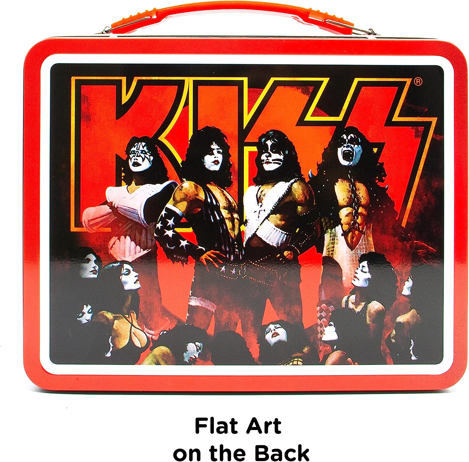 AQUARIUS KISS Fun Box - Sturdy Tin Storage Box with Plastic Handle & Embossed Front Cover - Officially Licensed KISS Merchandise & Collectible Gifts for Kids, Teens & Adults