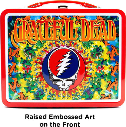 AQUARIUS Grateful Dead Fun Box – Robusta scatola di latta con manico in plastica e copertina frontale in rilievo, licenza ufficiale Grateful Dead Merchandise e regalo da collezione per bambini