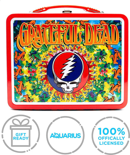 AQUARIUS Grateful Dead Fun Box – Robusta scatola di latta con manico in plastica e copertina frontale in rilievo, licenza ufficiale Grateful Dead Merchandise e regalo da collezione per bambini