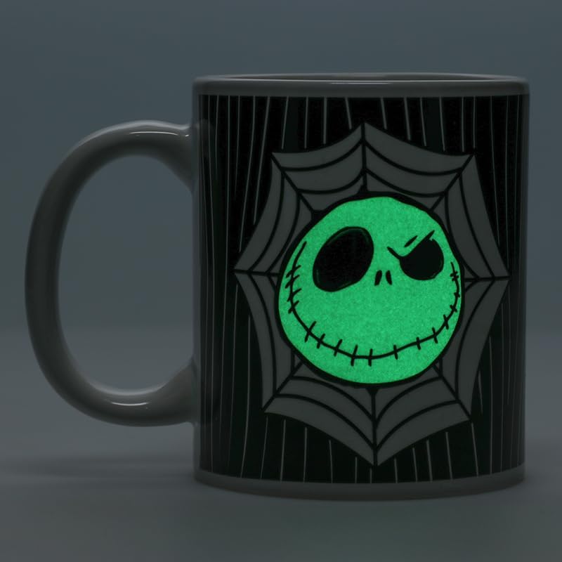 Paladone Disney Jack Skellington Glow in the Dark Mug - Collectible Gift for Nightmare Before Christmas Fans - 300 ml (10 fl oz) Ceramic Mug