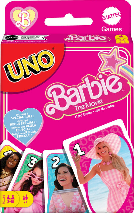 Mattel Games UNO Barbie The Movie - Juego de Cartas Familiar a Partir de +7 años , Ilustraciones de la pelicula de Barbie (Mattel HPY59