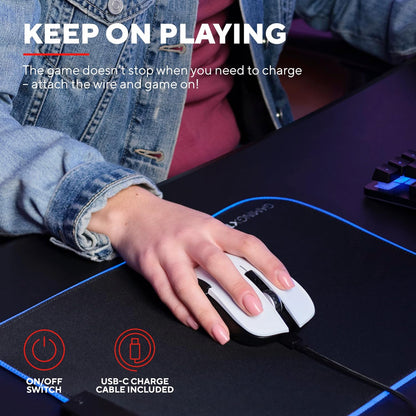 Trust Gaming GXT 923W Ybar Rechargeable Wireless Gaming Mouse, Low Latency 2.4GHz, 50h Battery Life, 200-7200 DPI, 69% Recycled Plastics, Programmable RGB Mouse for Computer, PC, Laptop –