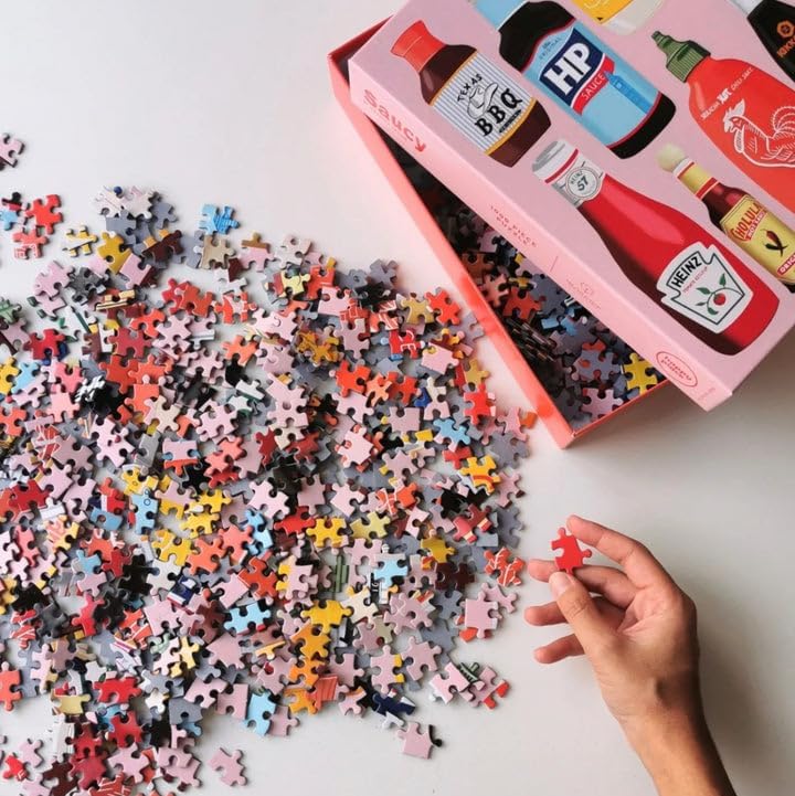 Saucy / 1,000 Piece Jigsaw Puzzle for Adults from Happily featuring classic condiments - gift for foodies