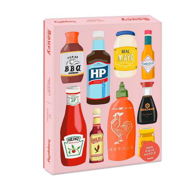 Saucy / 1,000 Piece Jigsaw Puzzle for Adults from Happily featuring classic condiments - gift for foodies