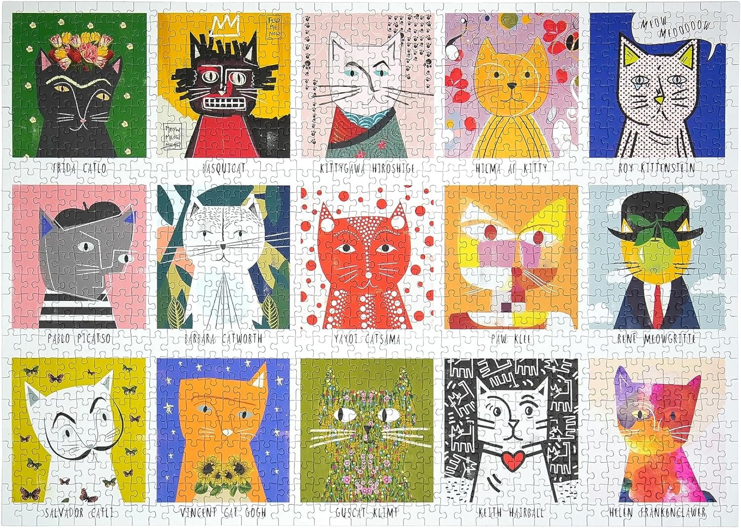 Art Cats 1000 Piece Jigsaw Puzzle for Adults | Premium 100% Recycled Board | 1000 Piece Cat Jigsaw Puzzle | Gift for Cat Lovers | Happily Puzzles