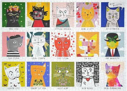 Art Cats 1000 Piece Jigsaw Puzzle for Adults | Premium 100% Recycled Board | 1000 Piece Cat Jigsaw Puzzle | Gift for Cat Lovers | Happily Puzzles