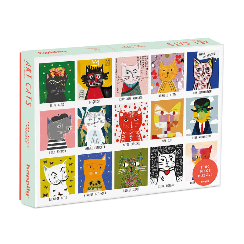 Art Cats 1000 Piece Jigsaw Puzzle for Adults | Premium 100% Recycled Board | 1000 Piece Cat Jigsaw Puzzle | Gift for Cat Lovers | Happily Puzzles