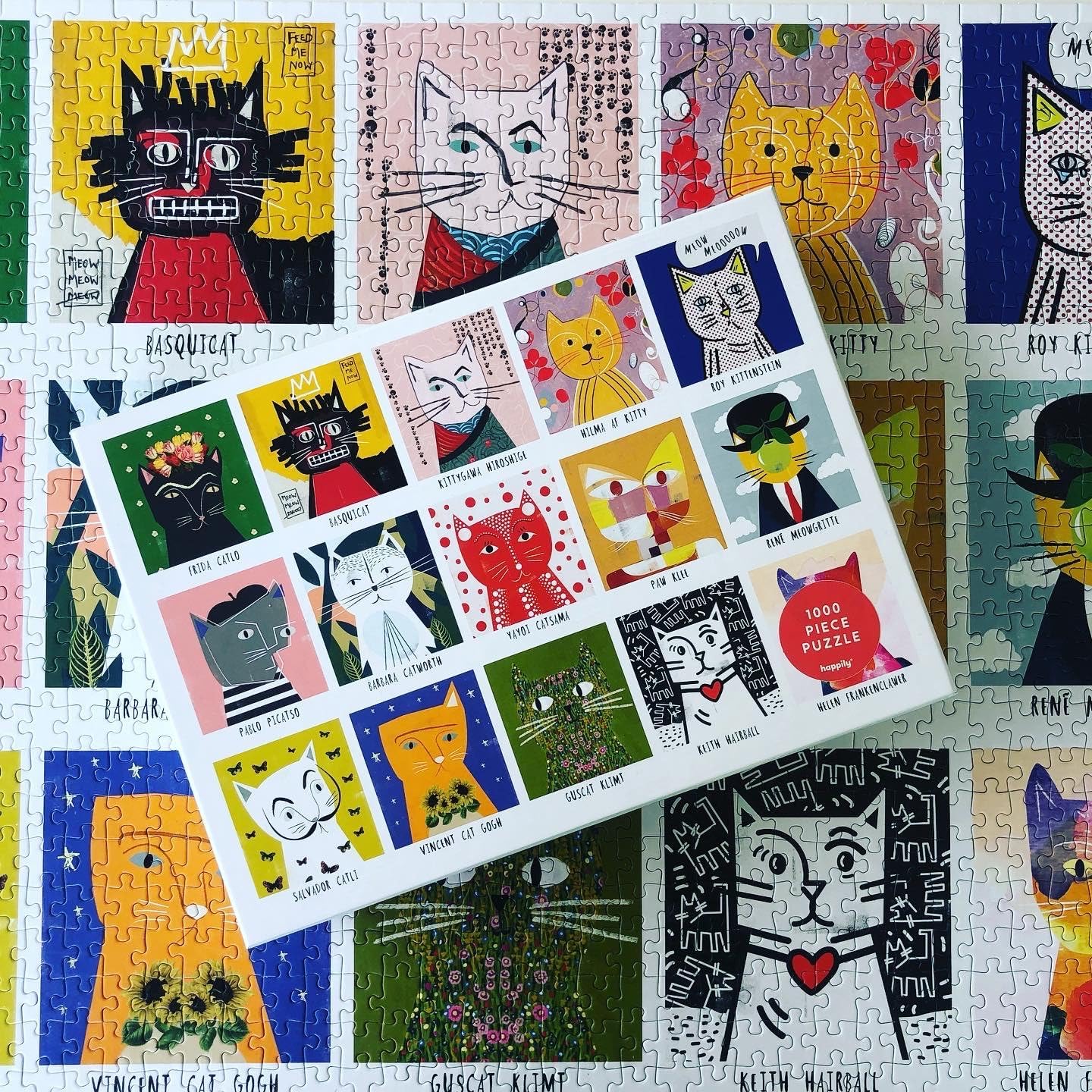 Art Cats 1000 Piece Jigsaw Puzzle for Adults | Premium 100% Recycled Board | 1000 Piece Cat Jigsaw Puzzle | Gift for Cat Lovers | Happily Puzzles
