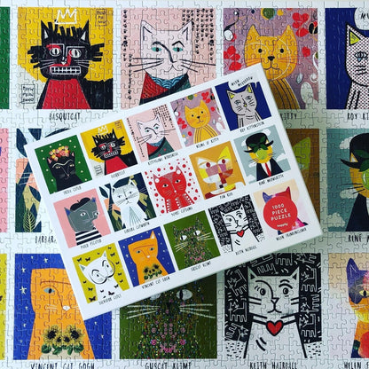 Art Cats 1000 Piece Jigsaw Puzzle for Adults | Premium 100% Recycled Board | 1000 Piece Cat Jigsaw Puzzle | Gift for Cat Lovers | Happily Puzzles