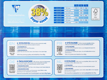 Clairefontaine Papier Smart paper/1932C DIN A4 weiÃŸ 50 g/qm Inh. 500