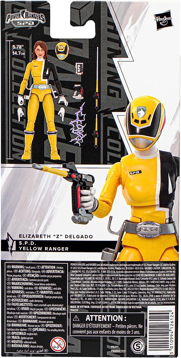 Power Rangers Lightning Collection S.P.D. Yellow Ranger 6-Inch Premium Collectible Action Figure Toy with Accessories, Kids Ages 4 and Up