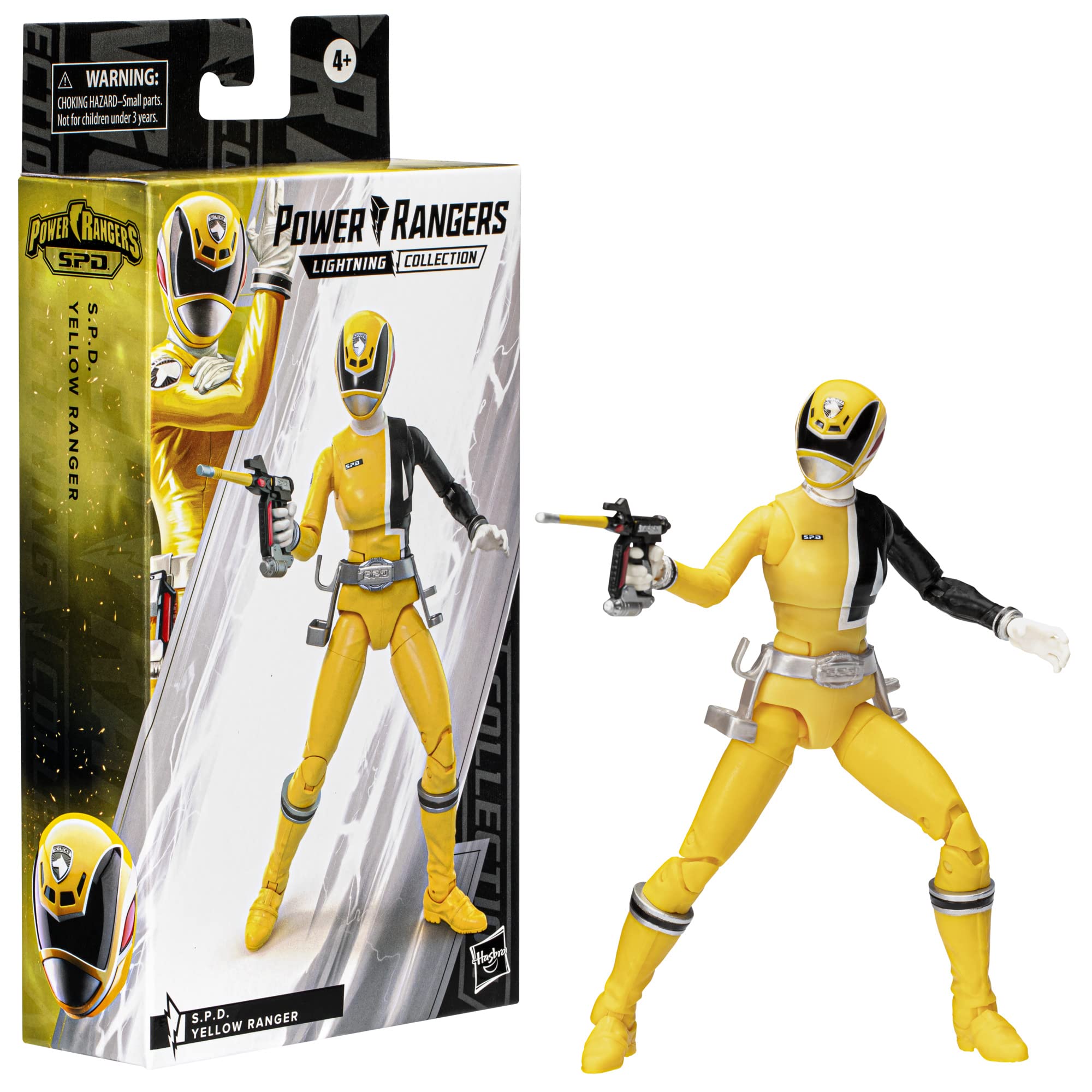Power Rangers Lightning Collection S.P.D. Yellow Ranger 6-Inch Premium Collectible Action Figure Toy with Accessories, Kids Ages 4 and Up