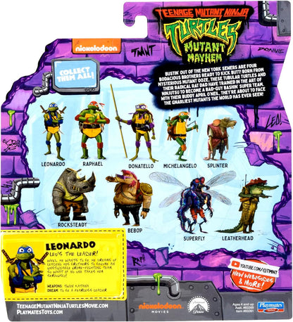 Teenage Mutant Ninja Turtles 83281CO Mutant Mayhem 4.5” Leonardo Basic Action Figure. Ideal Present for Boys 4 to 7 Years and TMNT Fans, Black