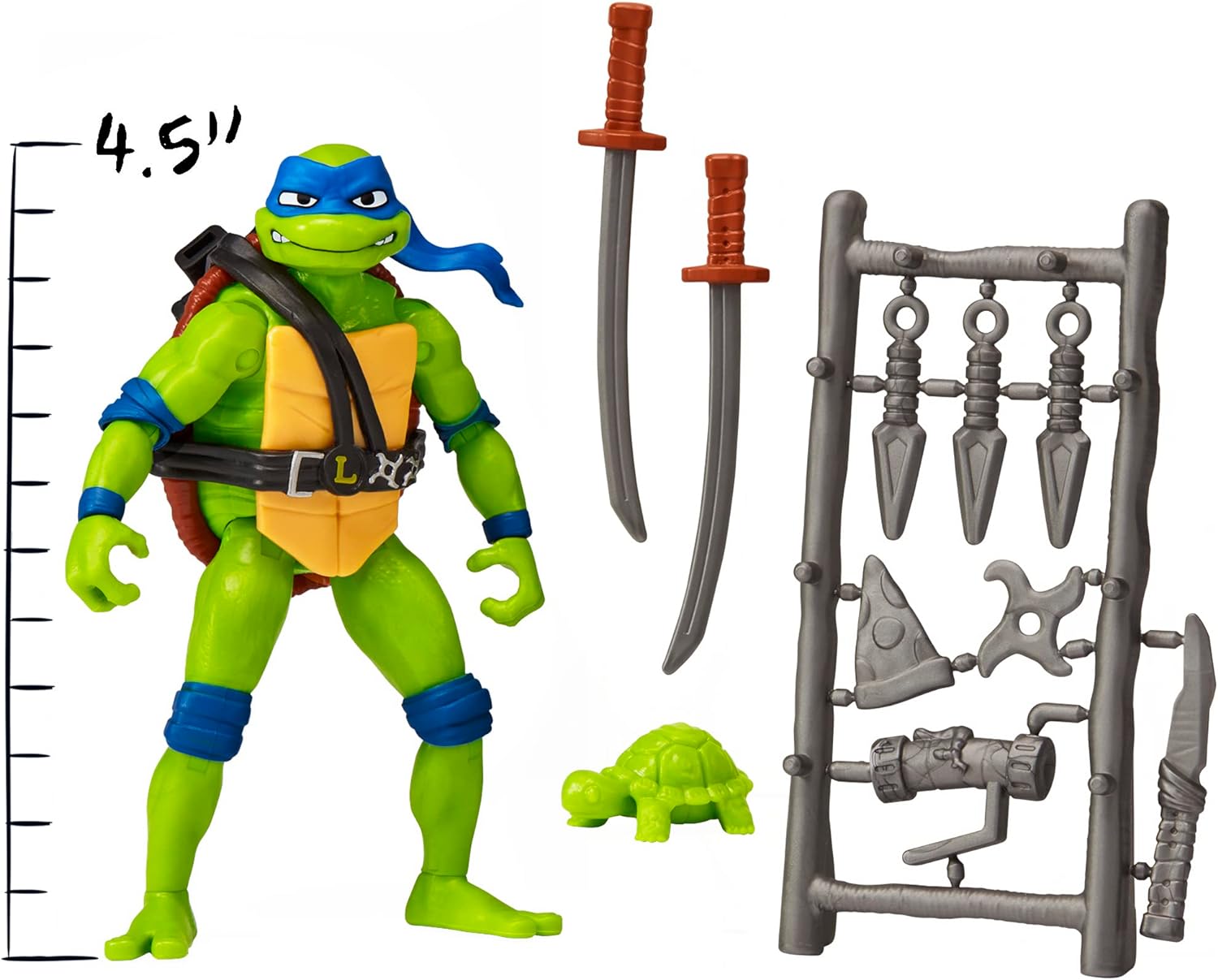 Teenage Mutant Ninja Turtles 83281CO Mutant Mayhem 4.5” Leonardo Basic Action Figure. Ideal Present for Boys 4 to 7 Years and TMNT Fans, Black