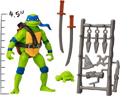 Teenage Mutant Ninja Turtles 83281CO Mutant Mayhem 4.5” Leonardo Basic Action Figure. Ideal Present for Boys 4 to 7 Years and TMNT Fans, Black