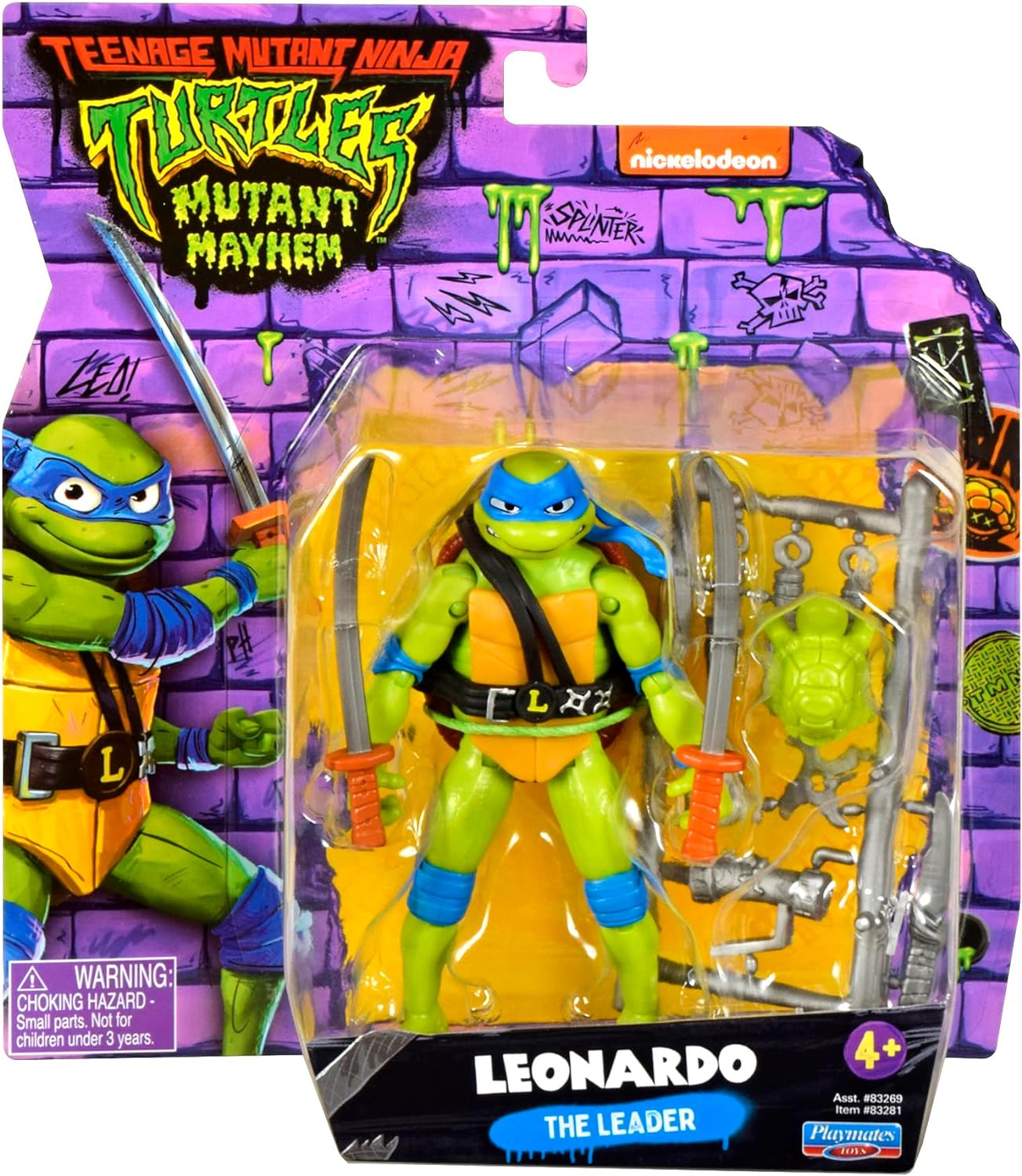 Teenage Mutant Ninja Turtles 83281CO Mutant Mayhem 4.5” Leonardo Basic Action Figure. Ideal Present for Boys 4 to 7 Years and TMNT Fans, Black