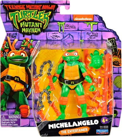 Teenage Mutant Ninja Turtles 83283CO Michaelangelo Mutant Mayhem 4.25-Inch Michelangelo Basic Action Figure. Ideal Present for Boys 4 to 7 Years and TMNT Fans, Black