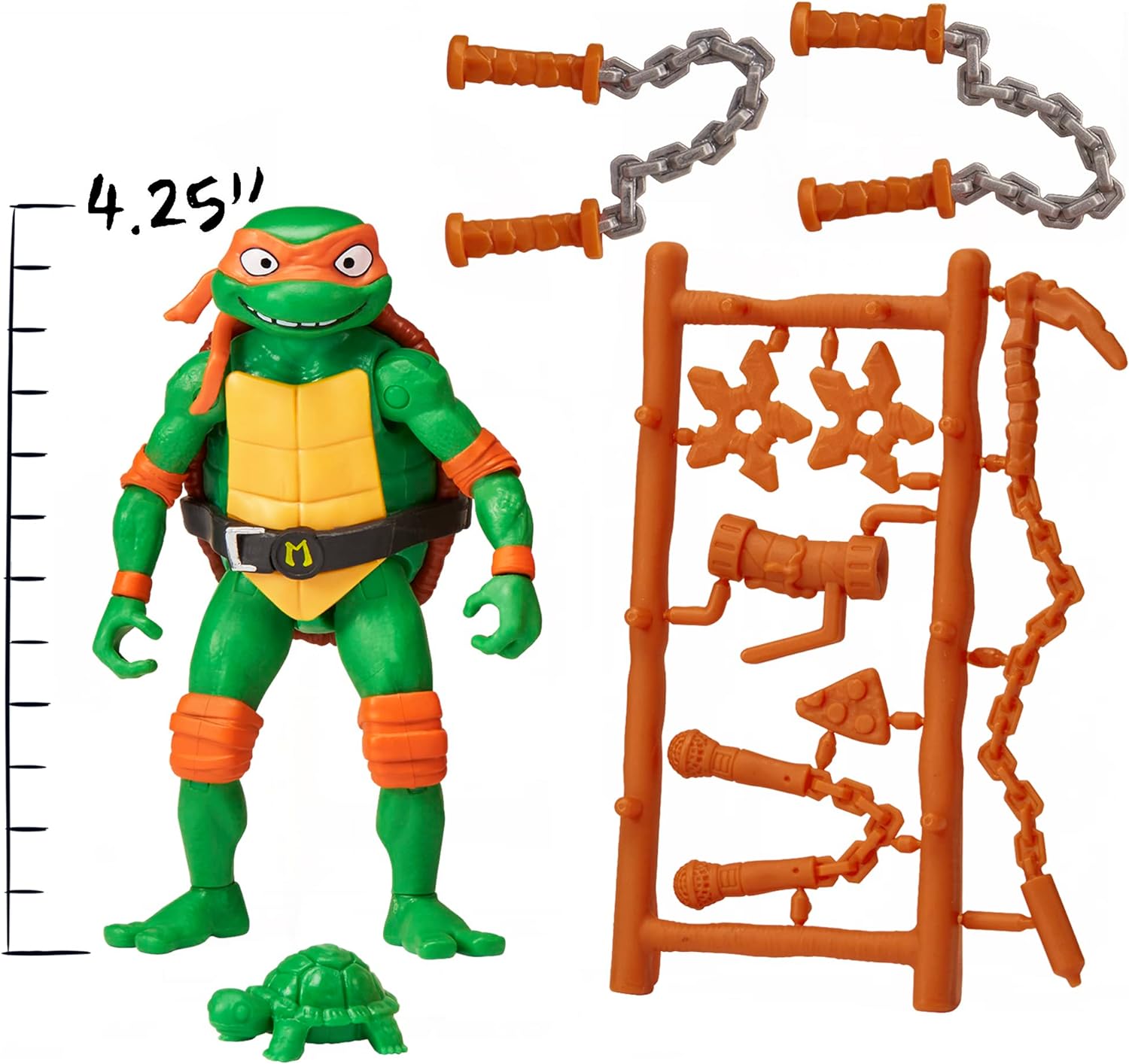 Teenage Mutant Ninja Turtles 83283CO Michaelangelo Mutant Mayhem 4.25-Inch Michelangelo Basic Action Figure. Ideal Present for Boys 4 to 7 Years and TMNT Fans, Black